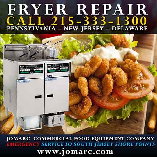 The most common repairs to fryers are: faulty theromostat, thermopile, Hi Limit, Combination safety gas valve. If your fryer's pilot light won't stay on, your oil won't get hot enough or over heating call Jomarc for an emergency appointment at 215-333-1300. Your deep fryer is an expensive and potential danger if the oil is over heated and it won't shut off.