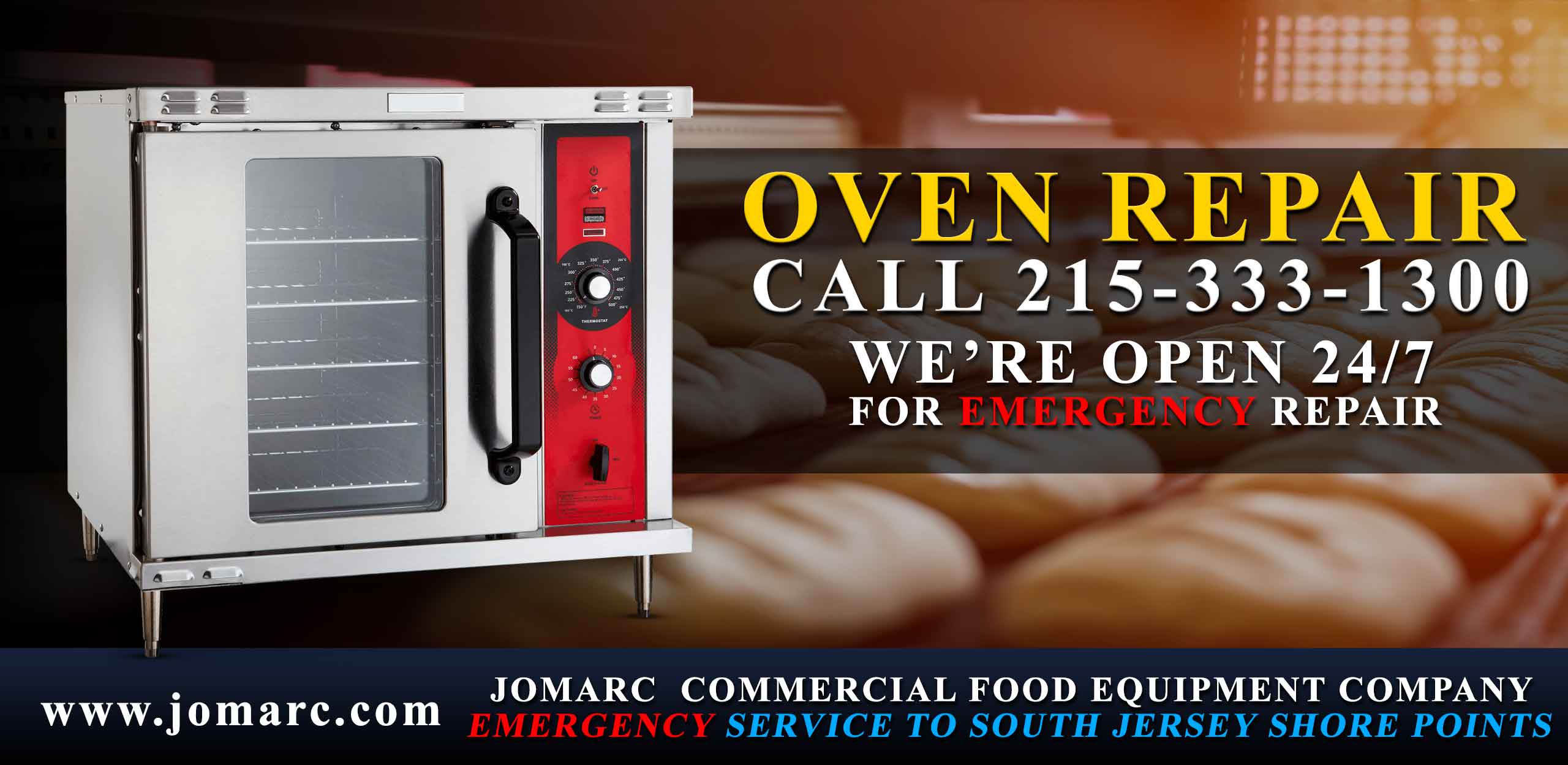 Jomarc services all brands and models of commercial ovens: Alto-Shaam, Amana, Avantco, Axis, Bakers Pride, Blodgett, Cres Cor, Convotherm, Cooking Performance Group, Doyon, Galaxy Garland / US Range, Global Solutions by Nemco, Merrychef, NU-VU, Rational Solwave TurboChef Vollrath Vulcan Waring Wells